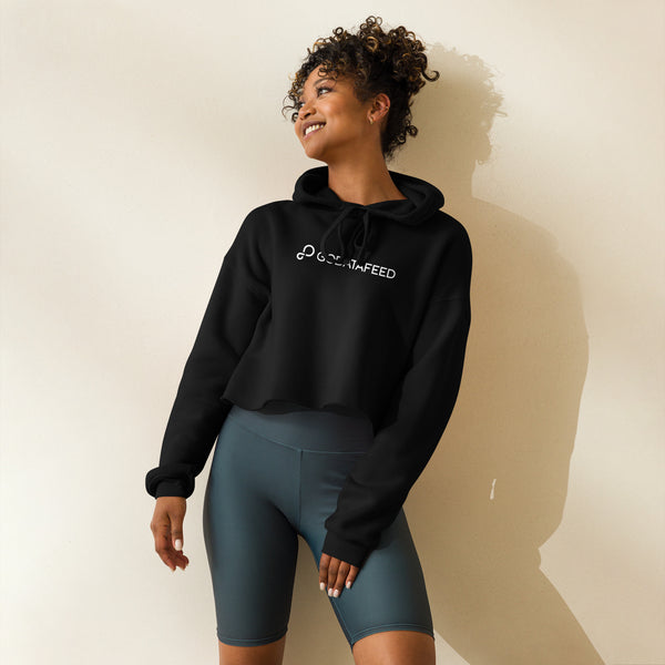 お歳暮 人気 GoDataFeed Logo Crop Black Hoodie – GoDataFeed Shop トップス